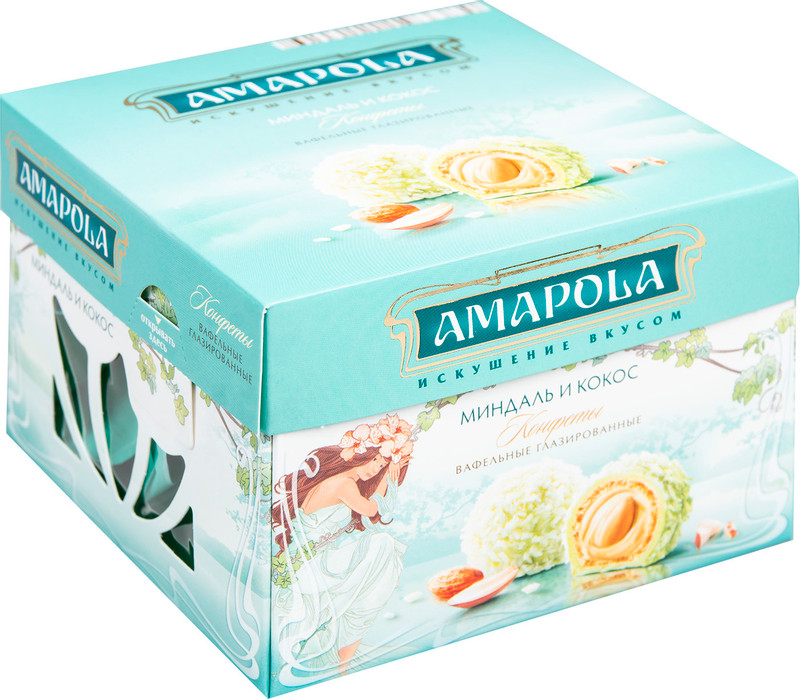 Изображение товара Конфеты Amapola Миндаль и Кокос вафельные, 100г
