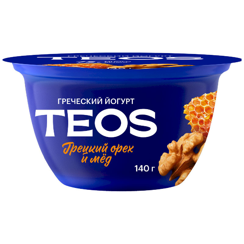 Изображение товара Йогурт Савушкин Греческий Teos Грецкий Орех Мед с вкусовым наполнителем 2%, 140г