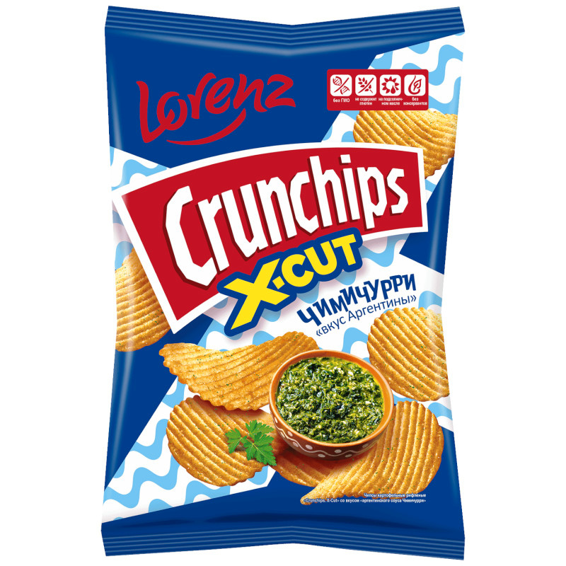 Изображение товара Чипсы Crunchips X-Cut Аргентинский соус Чимичурри картофельные рифлёные, 70г