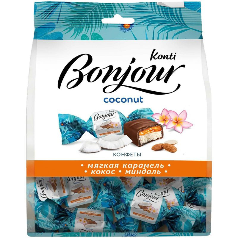 Изображение товара Конфеты Konti Bonjour Coconut 200г - кокосовые молочные сладости