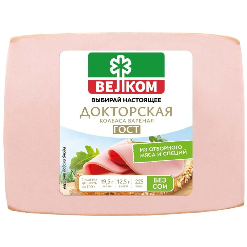 Изображение товара Колбаса Велком докторская варёная 400 г качественный продукт без добавок