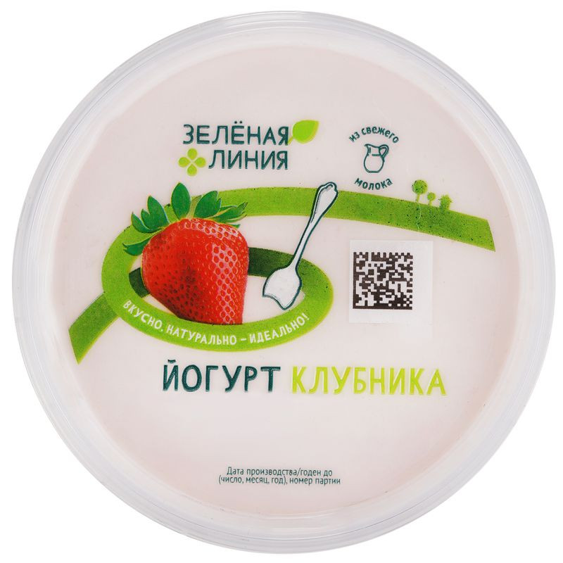 Изображение товара Йогурт клубника 2.8% Зелёная Линия, 315г натуральный и вкусный