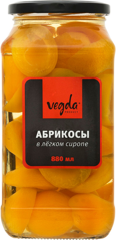 Изображение товара Абрикосы Vegda Product половинки в лёгком сиропе 880г