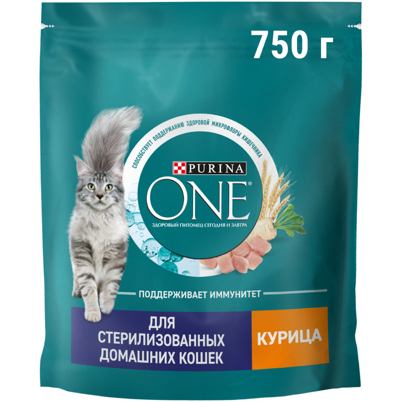 Изображение товара Сухой корм Purina One для стерилизованных домашних кошек с курицей, 750г
