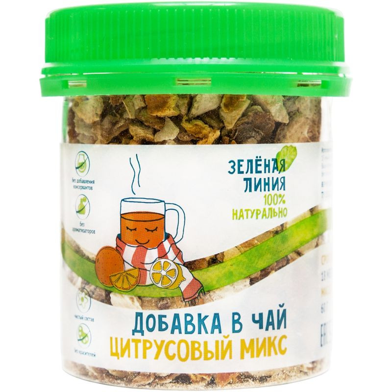 Изображение товара Добавка в чай Микс цитрусовый Зелёная Линия, 60г