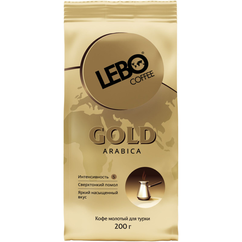 Изображение товара Кофе Lebo Gold Arabica молотый для турки средней обжарки, 200г