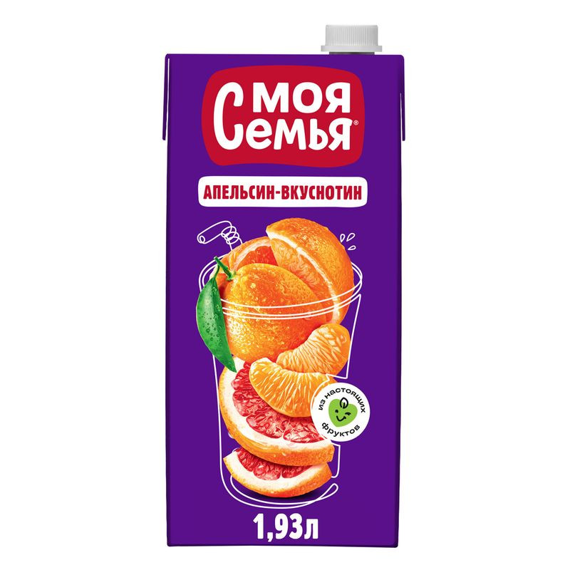 Изображение товара Сокосодержащий напиток Моя Семья апельсин-мандарин-грейпфрут 1.93л