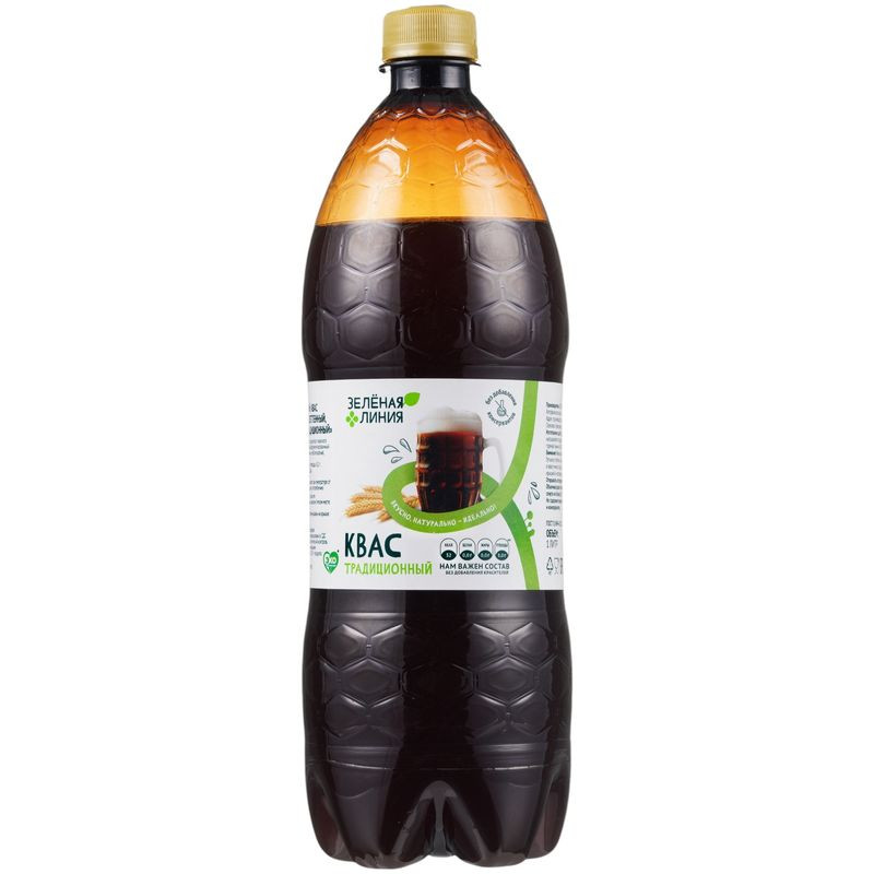 Изображение товара Квас Традиционный Зелёная Линия 1л натуральный зерновой напиток