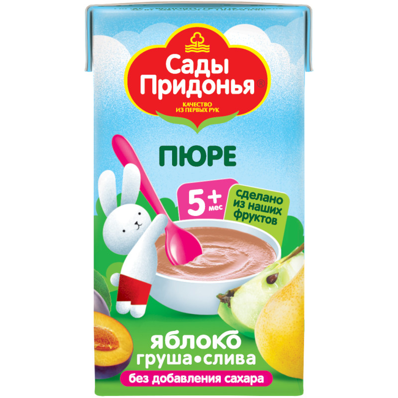 Изображение товара Пюре Сады Придонья яблоко-груша-слива с 5 месяцев, 125г