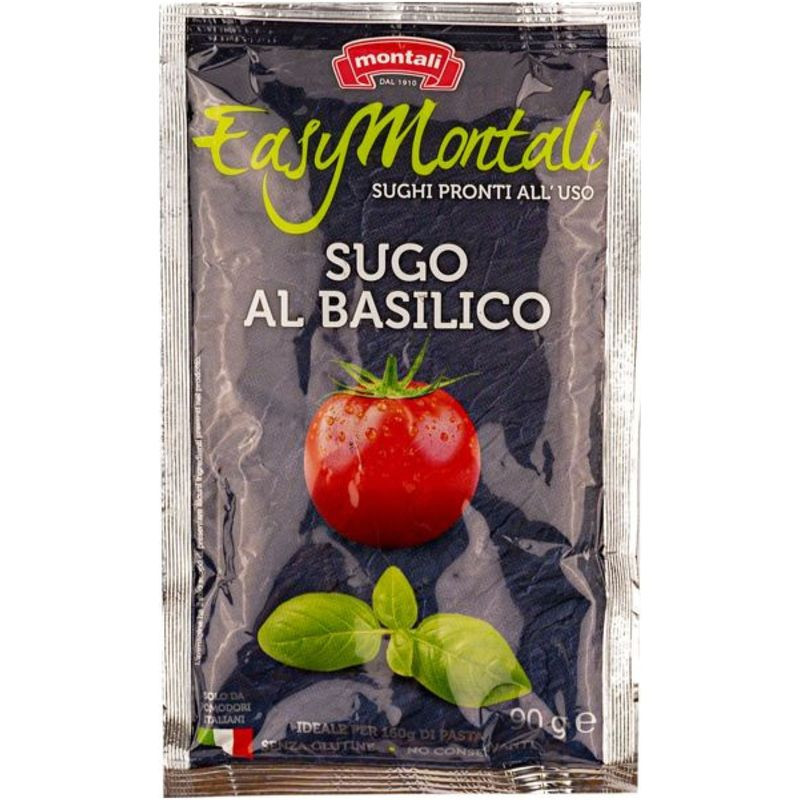 Изображение товара Томатный соус с базиликом Easy Montali 90 мл натуральный для пасты и пиццы