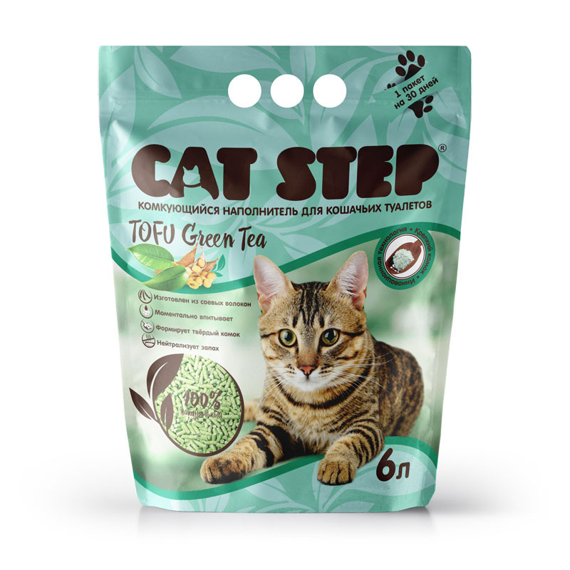 Изображение товара Наполнитель для кошачьих туалетов Cat Step Tofu Green Tea комкующийся 6л