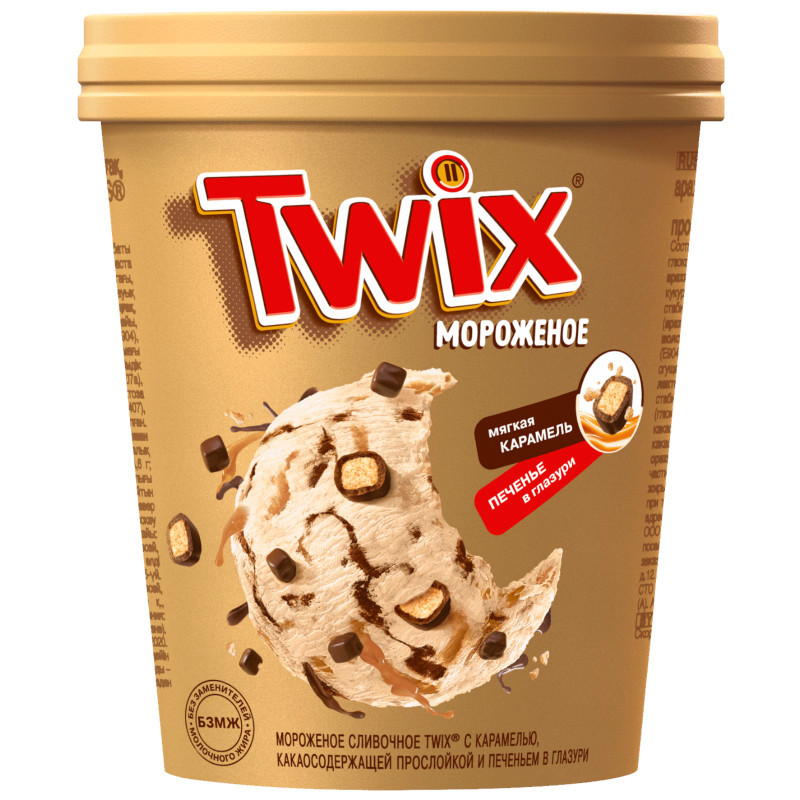 Изображение товара Мороженое Twix сливочное с карамелью и печеньем 265г Россия