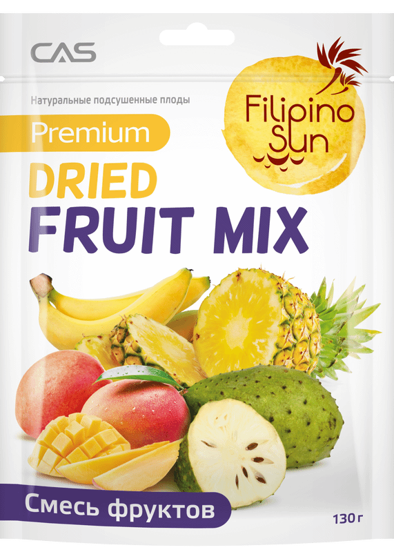 Изображение товара Фруктовая смесь Filipino Sun ананас-банан-манго-сметанное яблоко подсушенная 130г