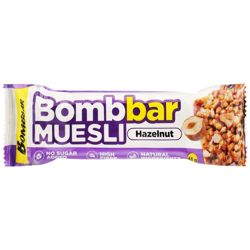 Изображение товара Батончик Bombbar фундук мюсли 45 г - натуральный перекус с фундуком и овсяными хлопьями