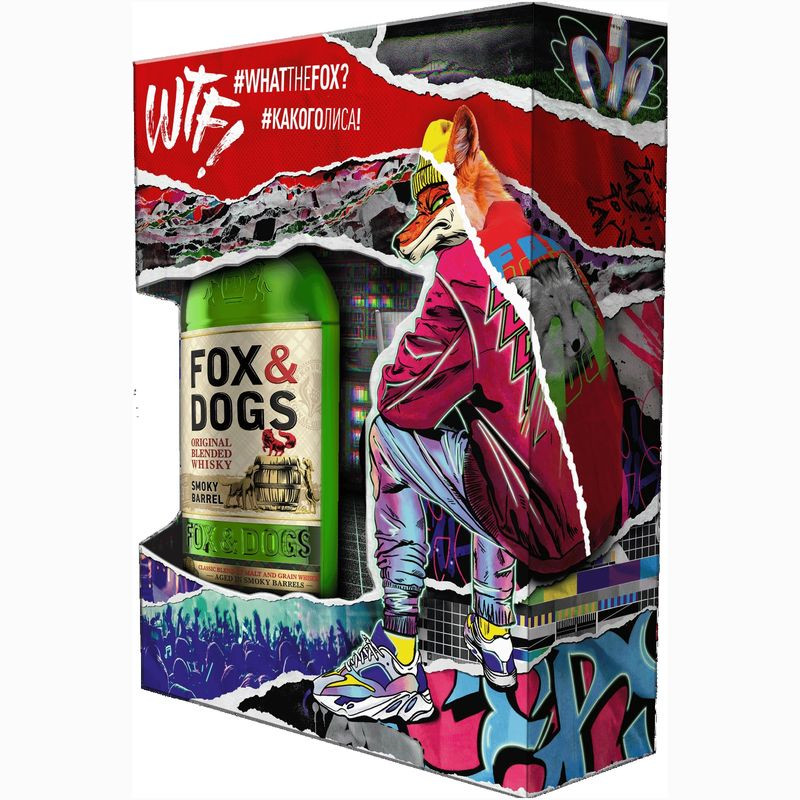 Изображение товара Виски Fox and Dogs Smoky Barrel 700мл в наборе с бокалом Россия