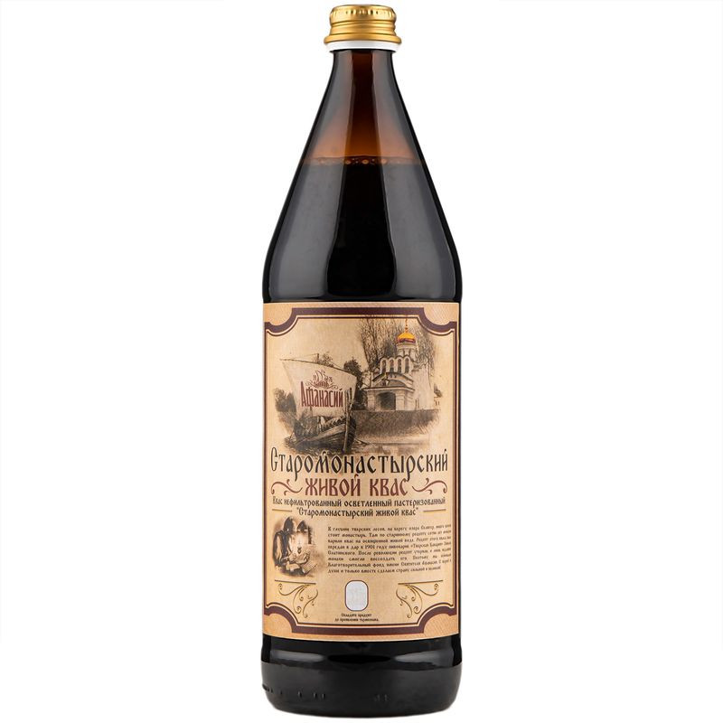 Изображение товара Квас живой Афанасий Старомонастырский нефильтрованный 1л натуральный напиток
