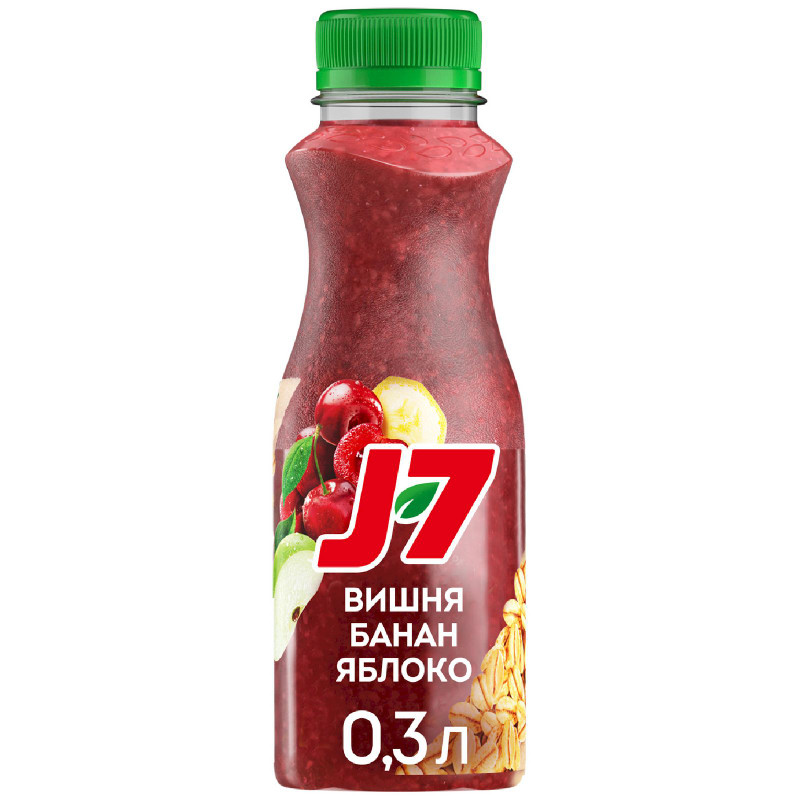 Изображение товара Смузи J7 Полезный завтрак Коктейль Вишня-Банан-Яблоко с овсяными хлопьями, 300мл