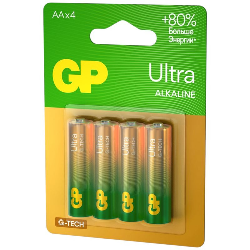 Изображение товара Батарейки GP Ultra Alkaline AA 4 шт Надежное питание для дома и офиса