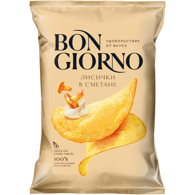 Изображение товара Чипсы Bon Giorno картофельные со вкусом Лисичек в сметане, 80г