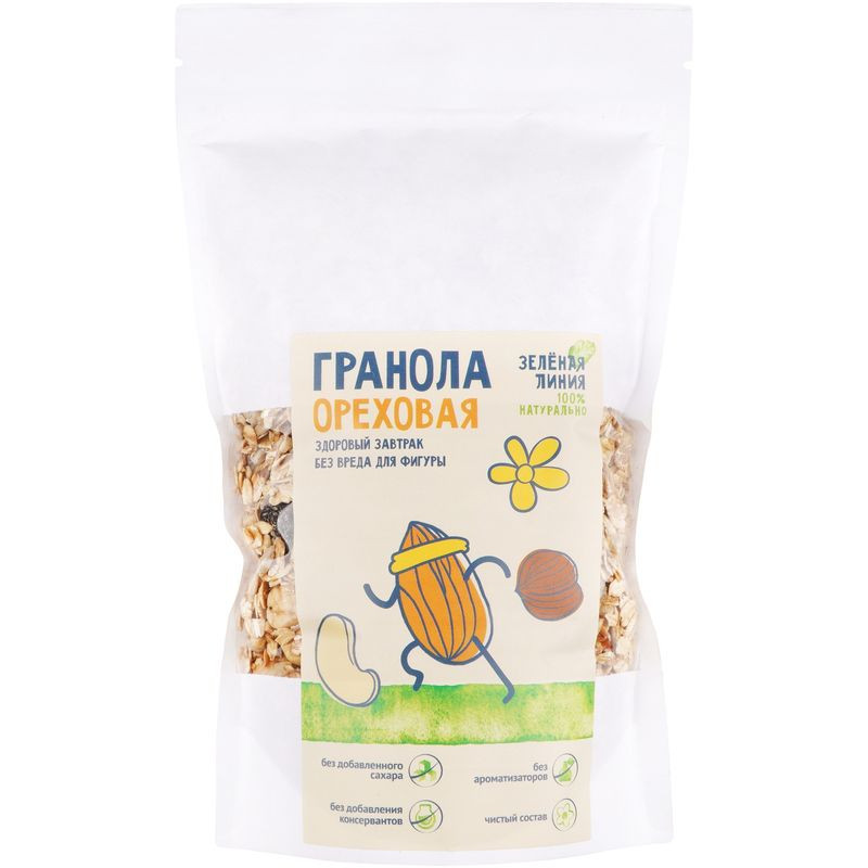 Изображение товара Гранола ореховая Зелёная Линия 300 г натуральный вкус полезный перекус