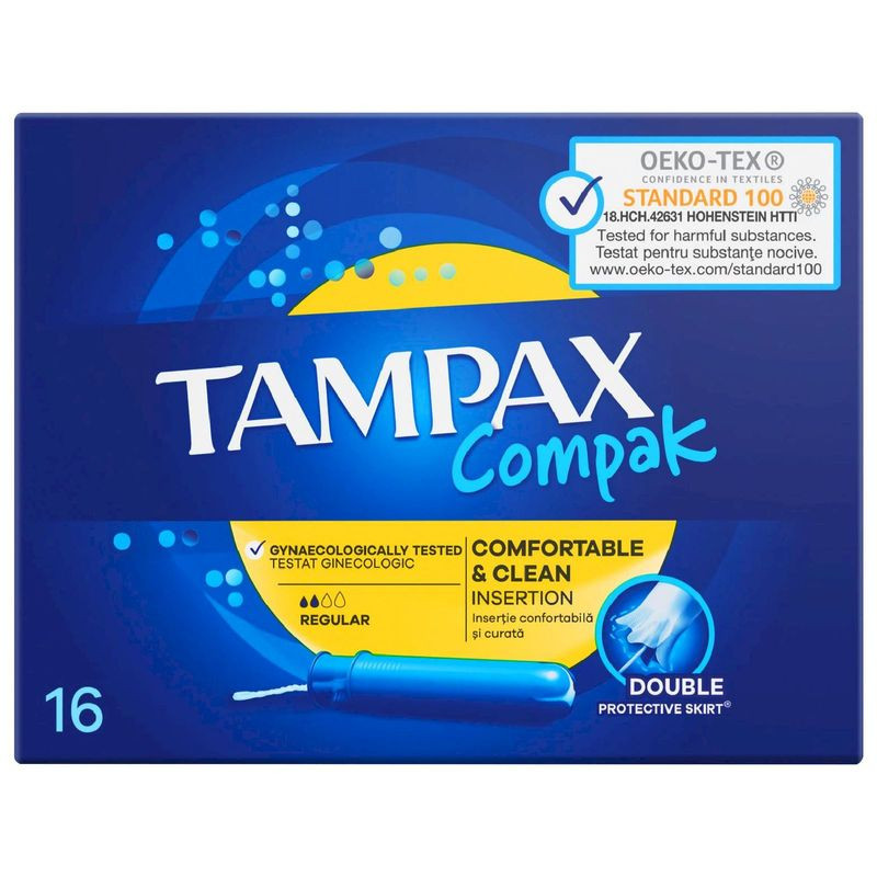 Изображение товара Тампоны Tampax Compak Regular с аппликатором 16 шт защитные гигиенические средства женские