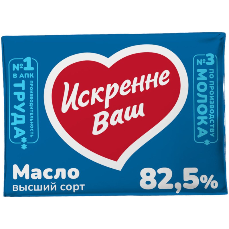 Изображение товара Масло сладкосливочное Искренне Ваш Традиционное несолёное 82.5%, 180г