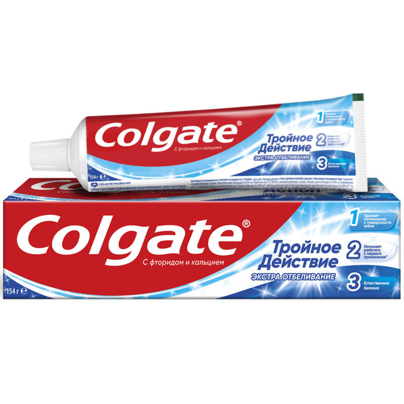 Изображение товара Зубная паста Colgate Тройное действие Экстра отбеливание для естественной белизны зубов, 100мл