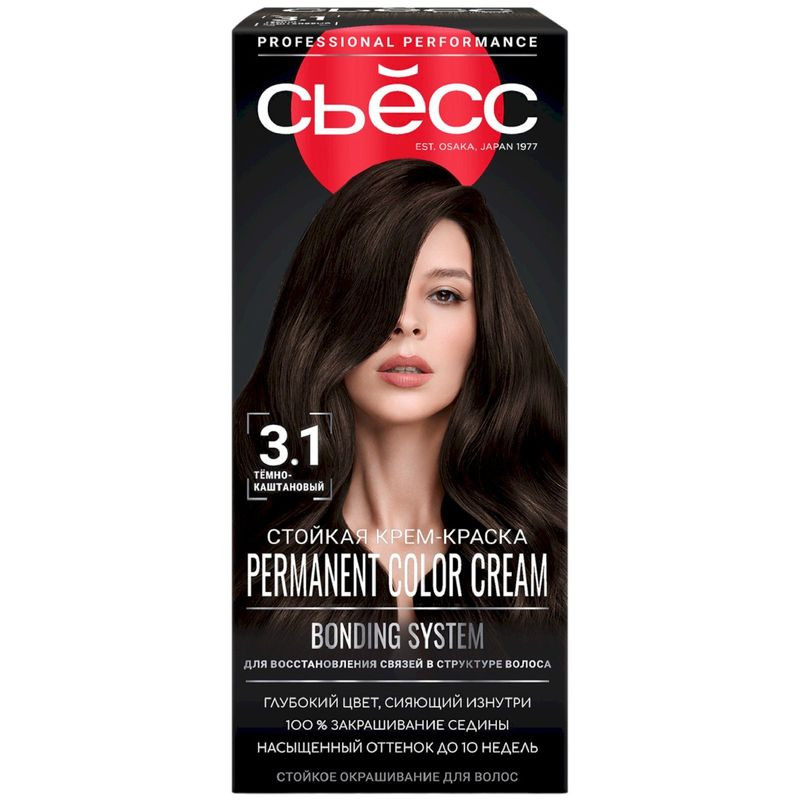Изображение товара Стойкая крем-краска для волос Сьёсс Color 3-1 Темно-каштановый 115мл