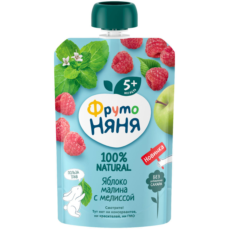 Изображение товара Пюре Фрутоняня из яблок и малины с мелиссой, 90г