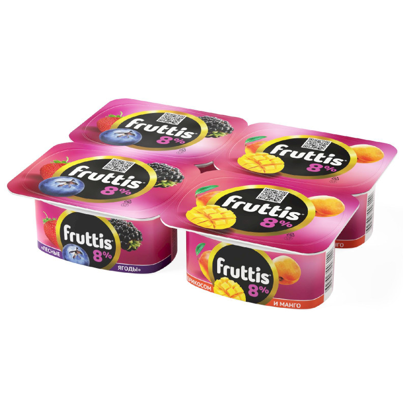 Изображение товара Продукт йогуртный Fruttis абрикос-манго-лесные ягоды 8%, 115г