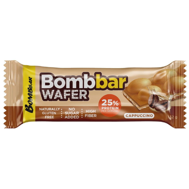 Изображение товара Батончик Bombbar вафельный с молочно-ореховой пастой Капучино, 32г