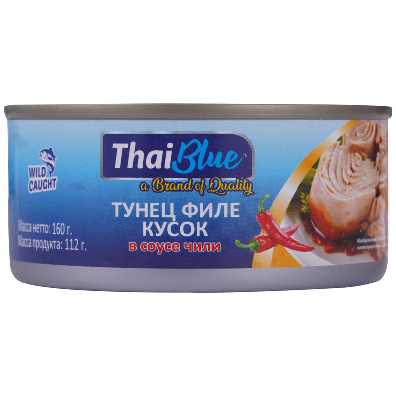 Изображение товара Тунец Thai Blue филе в соусе чили 160г концентрированное рыбинное блюдо