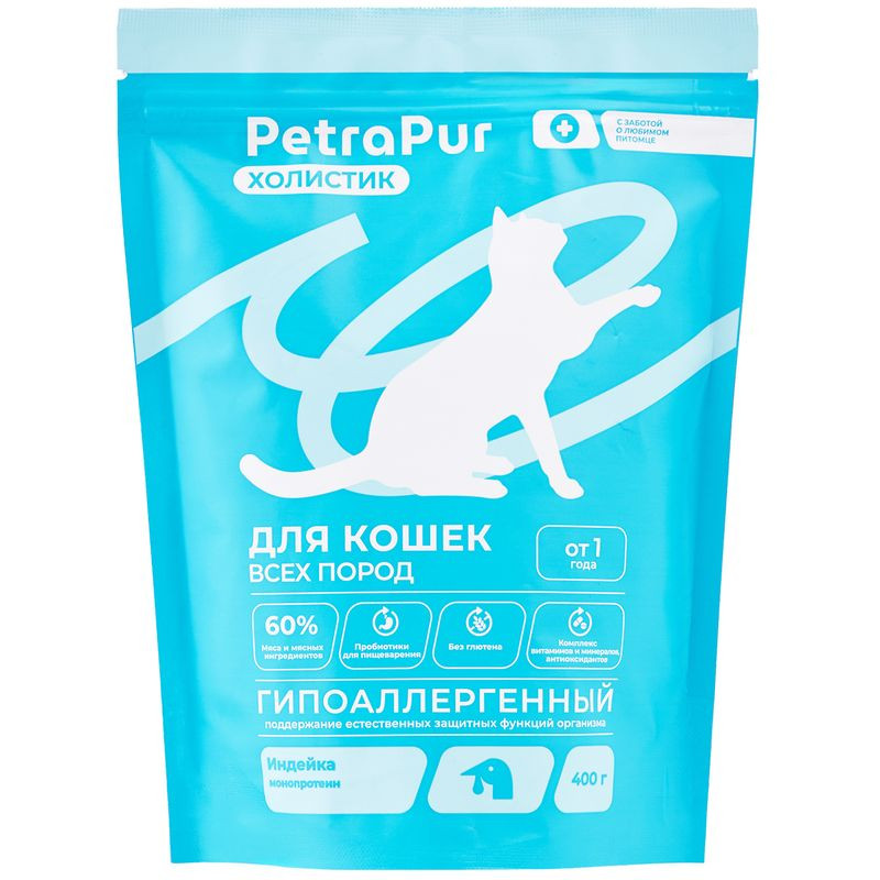 Изображение товара Корм Petrapur Холистик из индейки для кошек 400г