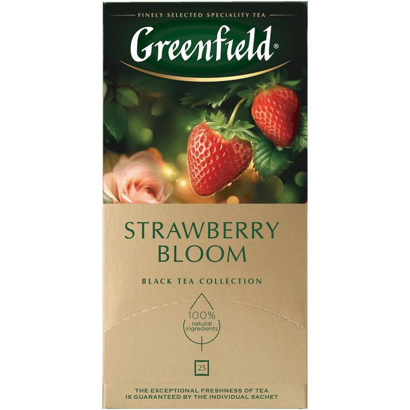 Изображение товара Чай Greenfield Strawberry Bloom черный с клубникой и розой 25 пакетов по 1.5 г