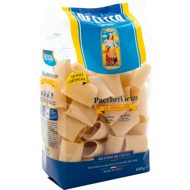 Изображение товара Макароны De cecco Paccheri №125 из твёрдых сортов пшеницы, 500г