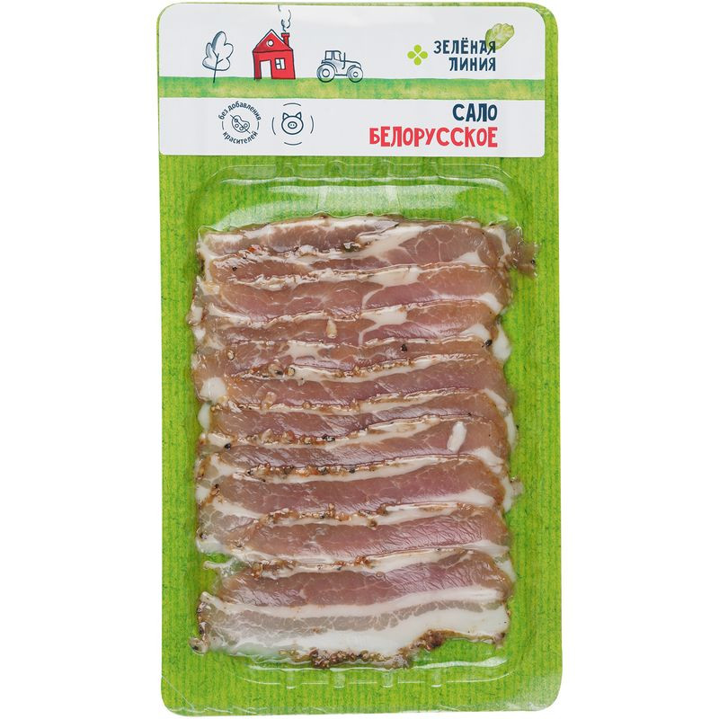 Изображение товара Сало Белорусское солёное нарезка Зелёная Линия 100г