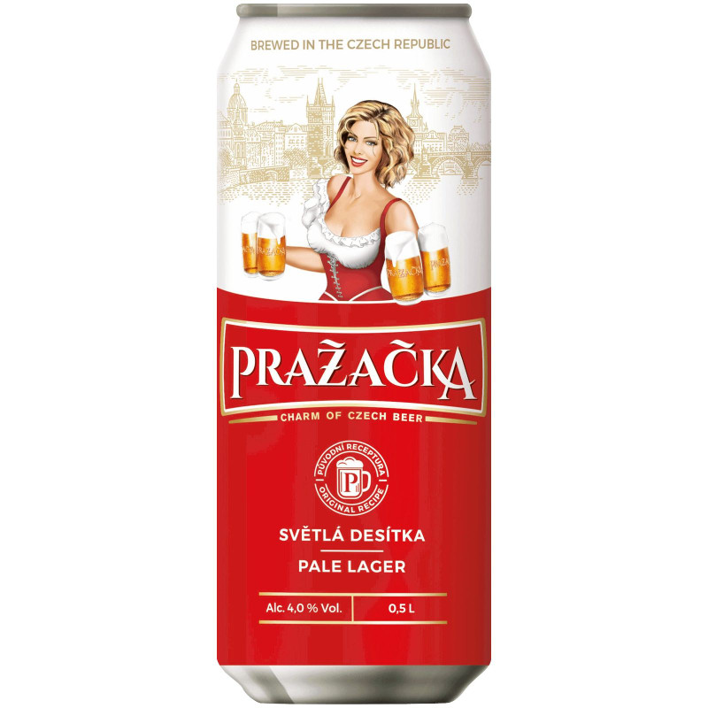 Изображение товара Пиво Prazacka Классическое фильтрованное пастеризованное светлое 4%, 500мл
