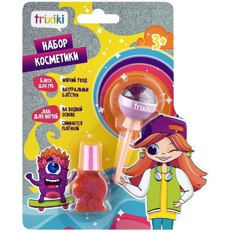 Изображение товара Набор косметики Trixiki Лак для ногтей и блеск для губ детский 3+