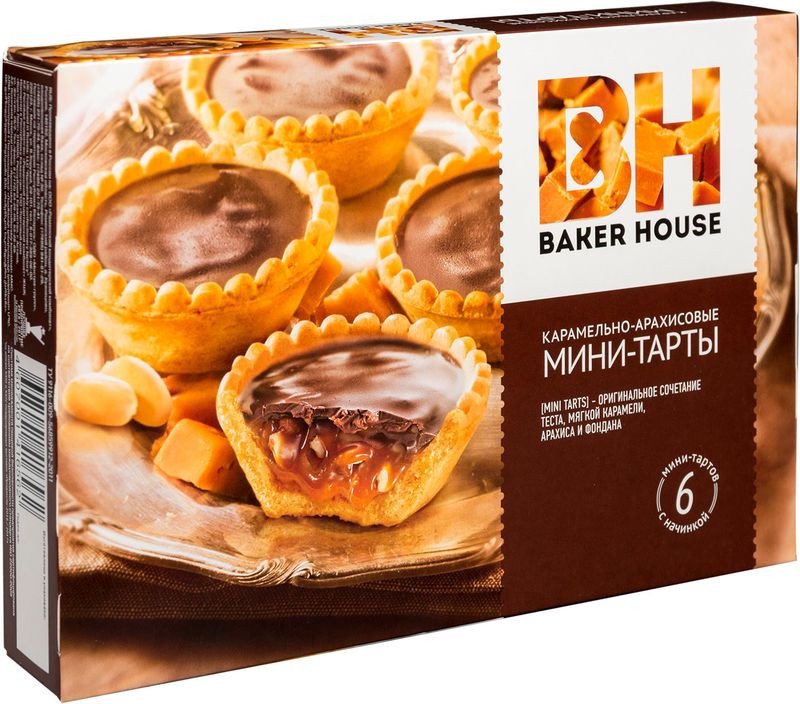 Изображение товара Мини-тарты Baker House карамельно-арахисовые 240г упаковка 6 шт