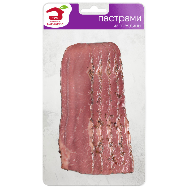 Изображение товара Пастрами МД Бородина DeliChef из говядины копчёно-вареная категории Б, 95г