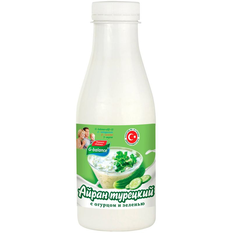 Изображение товара Айран G-Balance турецкий с огурцом и зеленью 300г природный кисломолочный напиток