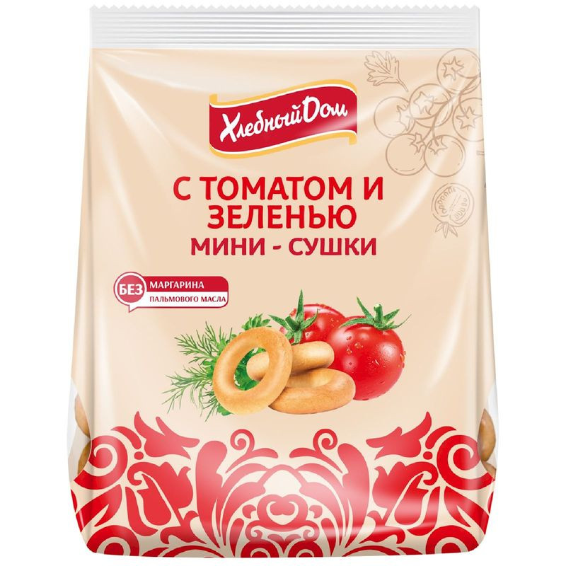 Изображение товара Мини-сушки Хлебный Дом томат и зелень 180 г натуральный перекус