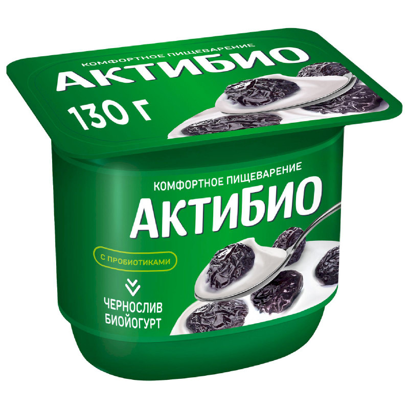 Изображение товара Биойогурт Актибио с черносливом обогащенный бифидобактериями 2.9%, 130г
