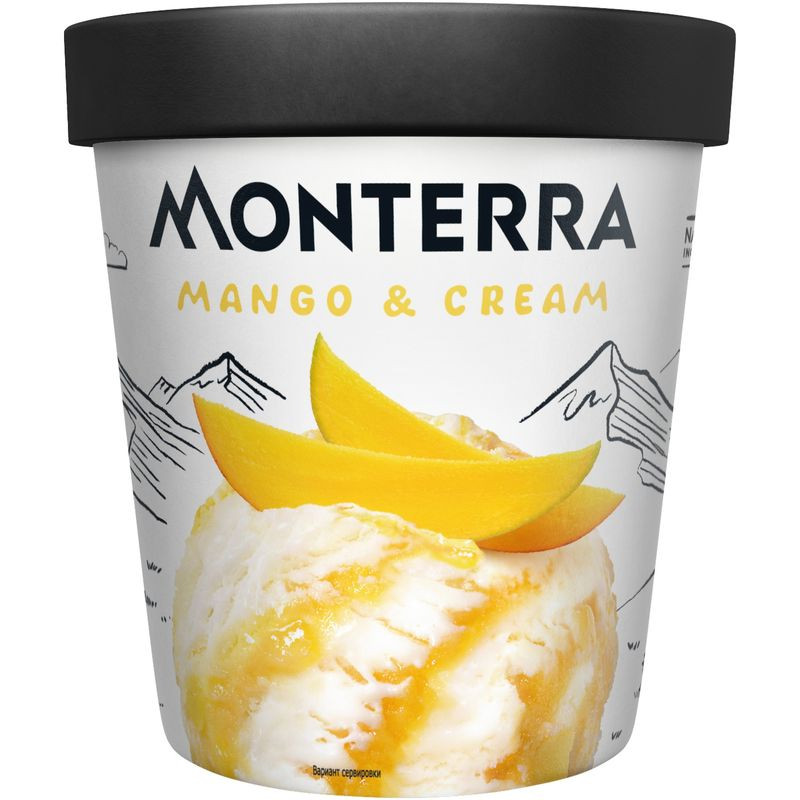 Изображение товара Мороженое пломбир Monterra Mango&Cream с кусочками манго 281 г