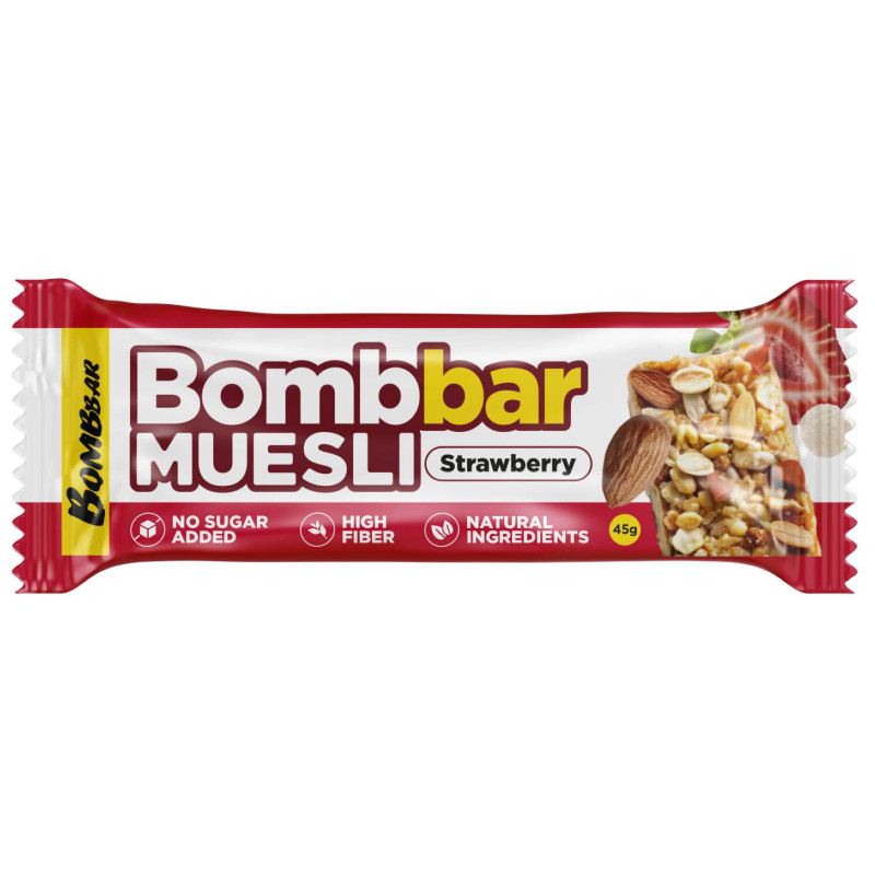 Изображение товара Батончик-мюсли Bombbar Клубника, 45г