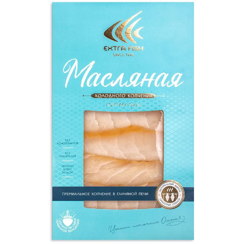 Изображение товара Масляная рыба Extra Fish филе-ломтики холодного копчения 100г