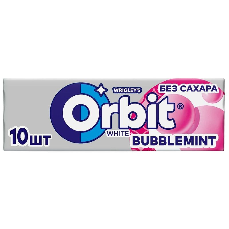 Изображение товара Жевательная резинка Orbit White Bubblemint без сахара 13.6г, упаковка 10 штук
