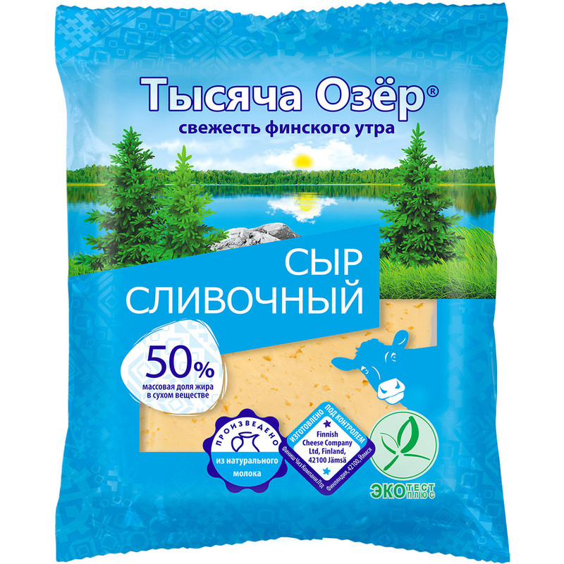 Изображение товара Сыр Тысяча Озёр Сливочный 50%, 200г