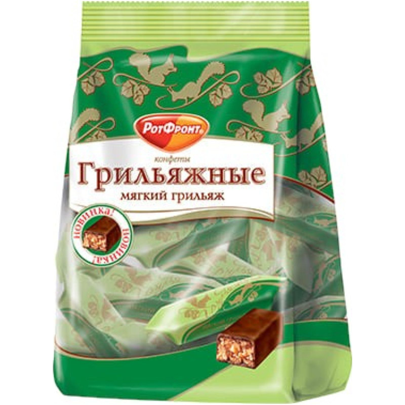 Изображение товара Конфеты Рот Фронт Грильяжные глазированные 200 г — сладкое лакомство с натуральным составом