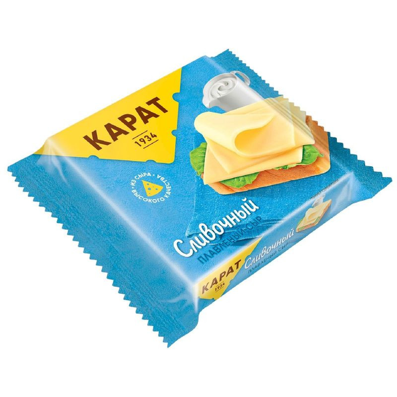 Изображение товара Плавленый сыр Карат Плюс Сливочный 25% 130г ломтики вкусное и качественное сырное изделие
